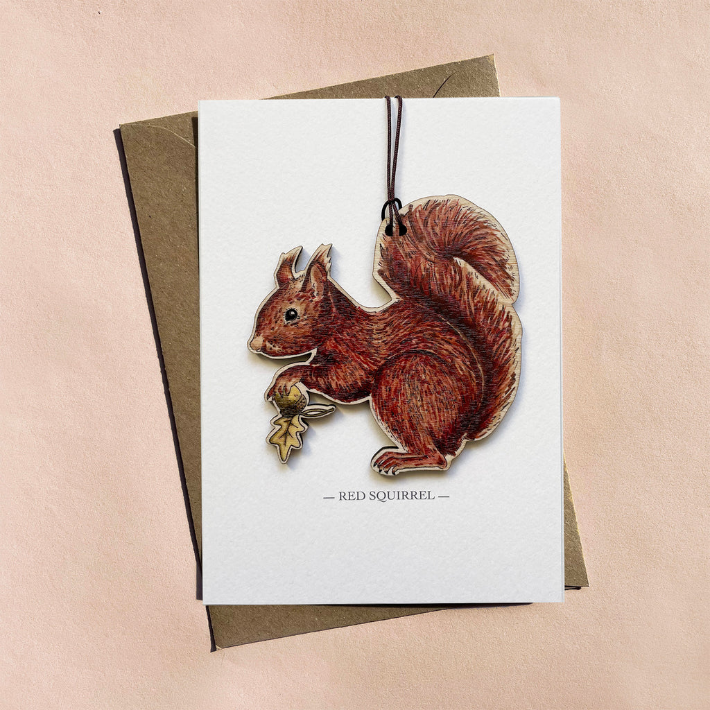 Squirrel Key Card Red Squirrel illustrated card with removable wooden decoration ...