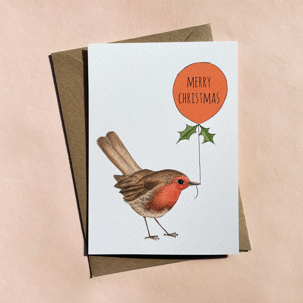 Merry Christmas robin red breast card