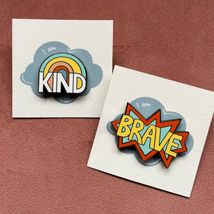 Kind rainbow enamel pin badge