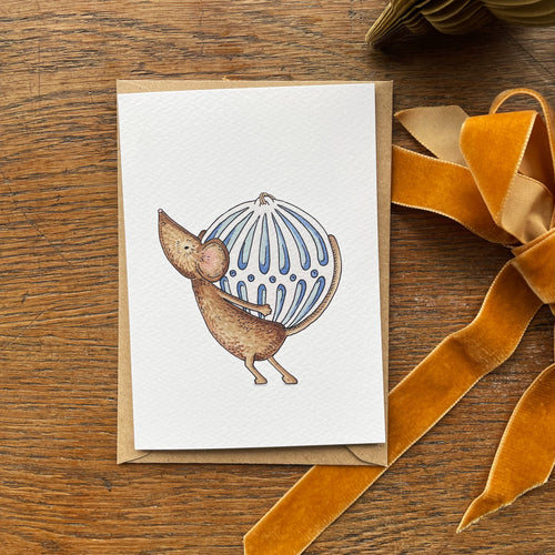 Bauble mouse Christmas card