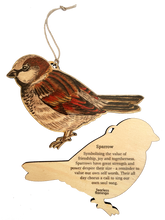 Load image into Gallery viewer, Sparrow wooden Christmas decoration