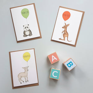 Charming hand illustrated gender neutral new baby cards