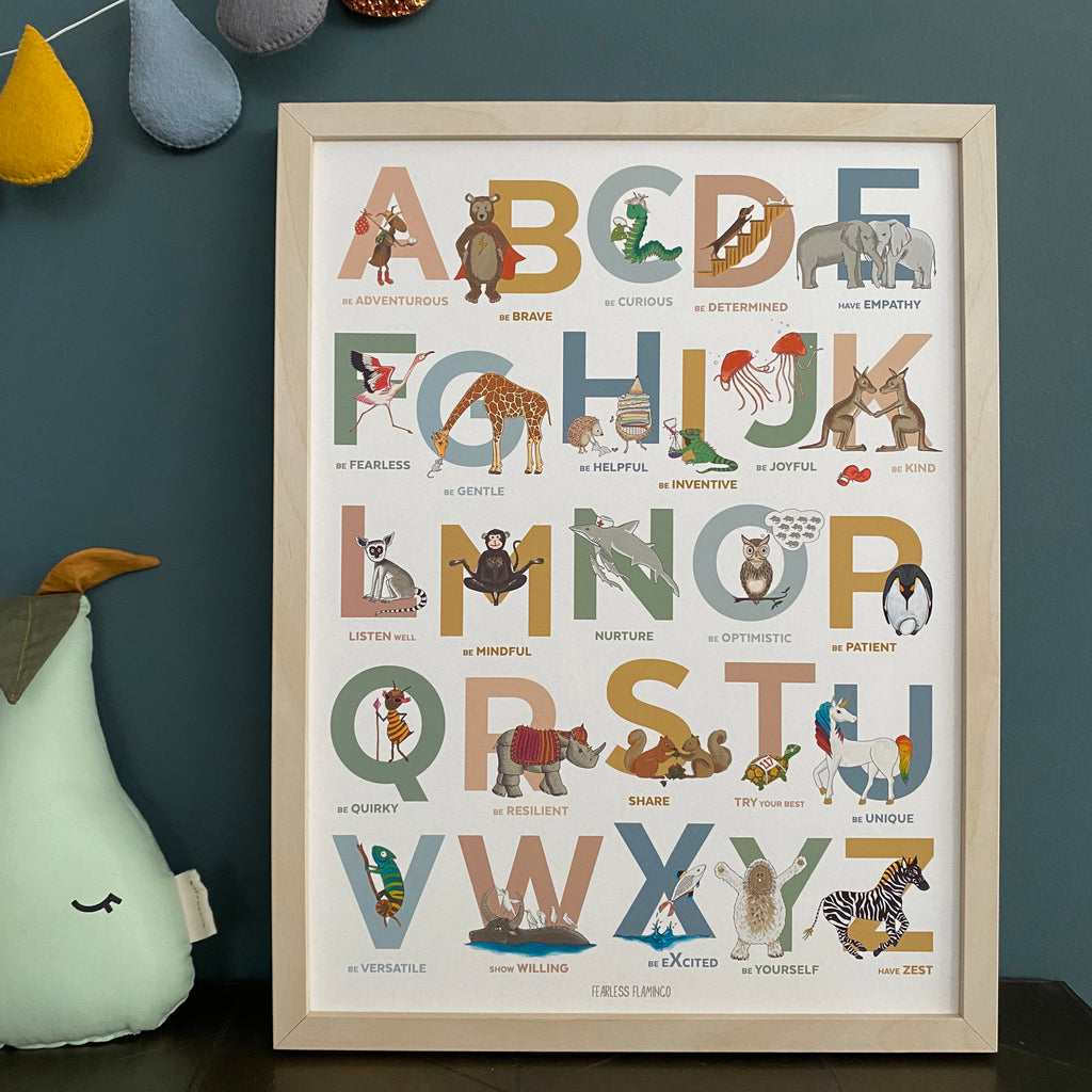An Alphabet of Emotions - inspiring nursery print in natural colours