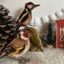 Load image into Gallery viewer, Goldfinch wooden hanging decoration