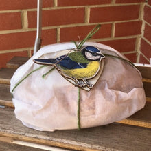 Load image into Gallery viewer, Blue Tit wooden Christmas decoration. Perfect for the Christmas tree or gift tags