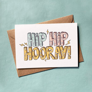 HIP HIP HOORAY greetings card