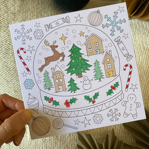 Snowglobe Colouring Christmas cards - 6pk