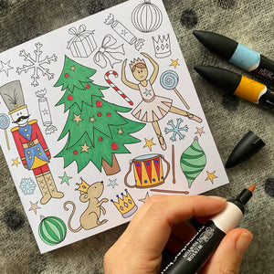 Nutcracker Colouring Christmas cards - 6pk