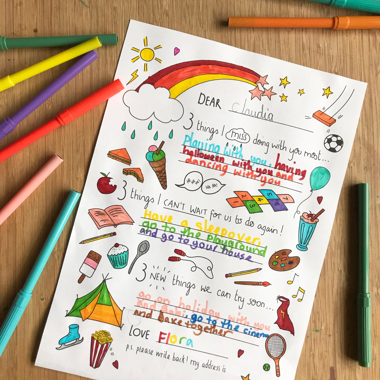 Post Pals lockdown letter - FREE colouring download