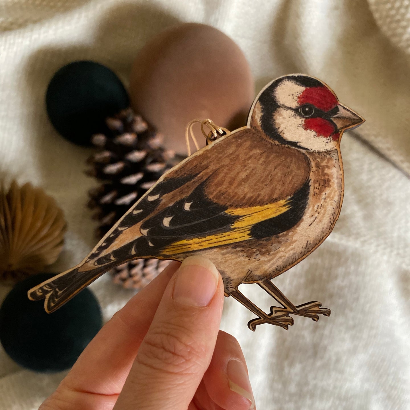 Goldfinch wooden Christmas decoration