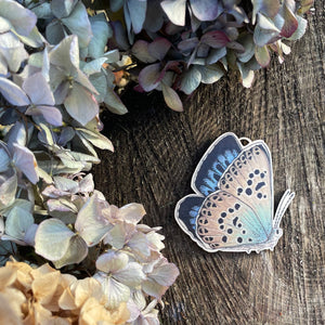 Large Blue butterfly wooden Christmas decoration