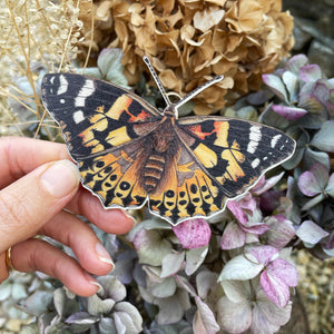 Painted Lady butterfly wooden Christmas decoration