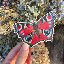 Load image into Gallery viewer, Peacock butterfly wooden Christmas decoration