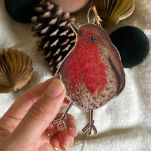 Load image into Gallery viewer, Robin wooden Christmas decoration