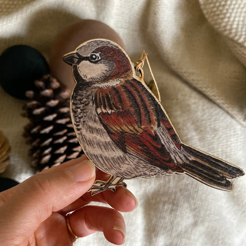 Sparrow wooden Christmas decoration