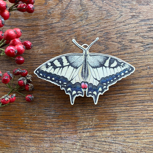 Swallowtail butterfly wooden Christmas decoration