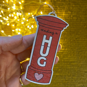 Send a hug London postbox wooden keepsake - letterbox gifts for loved ones