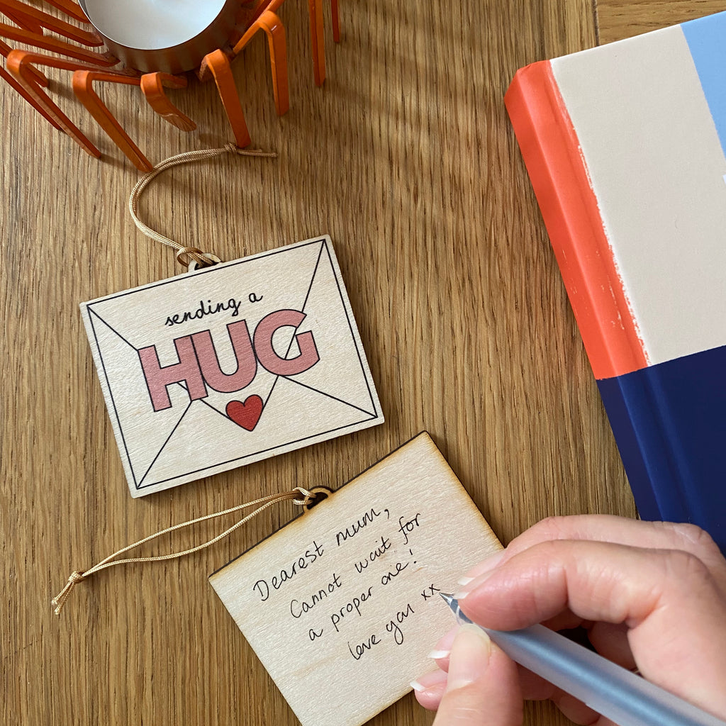 Send a hug wooden keepsake - letterbox gifts for loved ones