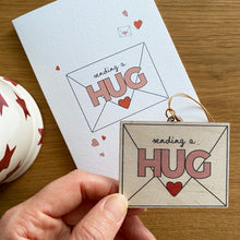 Load image into Gallery viewer, Send a Hug - Card with wooden decoration