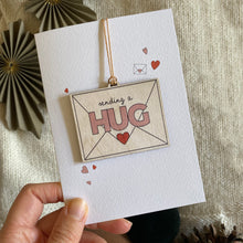 Load image into Gallery viewer, Send a Hug - Card with wooden decoration