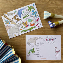 Load image into Gallery viewer, Animal Colouring party invitations