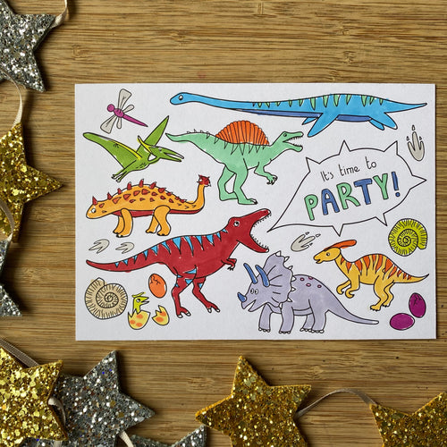 Dinosaur Colouring party invitations