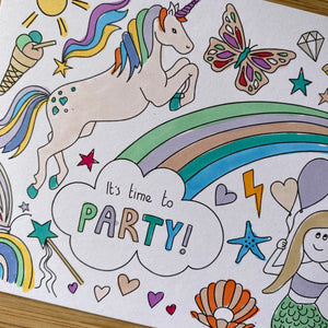 Magical Colouring party invitations