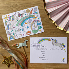 Load image into Gallery viewer, Magical Colouring party invitations