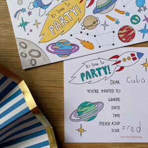 Cosmic Colouring party invitations