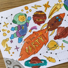 Load image into Gallery viewer, Cosmic Colouring party invitations
