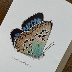 Large Blue butterfly - Card with wooden decoration