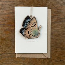 Load image into Gallery viewer, Large Blue butterfly - Card with wooden decoration