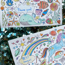 Load image into Gallery viewer, Post Pals Postcards - 8 MAGICAL postcards for kids to colour