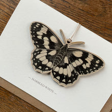 Load image into Gallery viewer, Marbled White butterfly - Card with wooden decoration