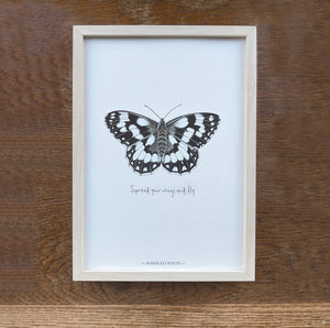 Personalised Marbled White illustrated butterfly print