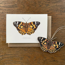 Load image into Gallery viewer, Painted Lady butterfly - Card with wooden decoration