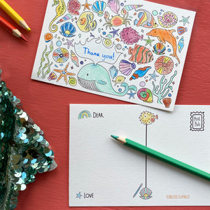 Post Pals Postcards - 8 OCEAN postcards for kids to colour, complete & send