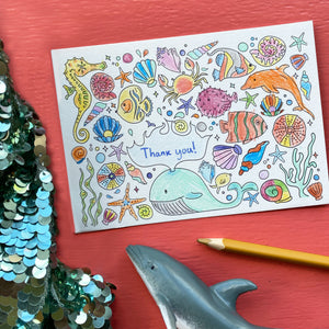 Post Pals Postcards - 8 Ocean postcards for kids to colour, complete & send