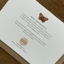 Load image into Gallery viewer, Small Tortoiseshell butterfly - Card with wooden decoration