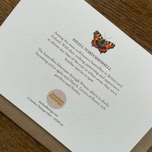 Small Tortoiseshell butterfly - Card with wooden decoration