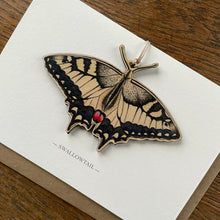 Load image into Gallery viewer, Swallowtail butterfly - Card with wooden decoration