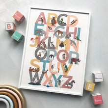 Load image into Gallery viewer, Illustrated animal Alphabet of Emotions children&#39;s print - an A to Z of inspiring attitudes and emotions