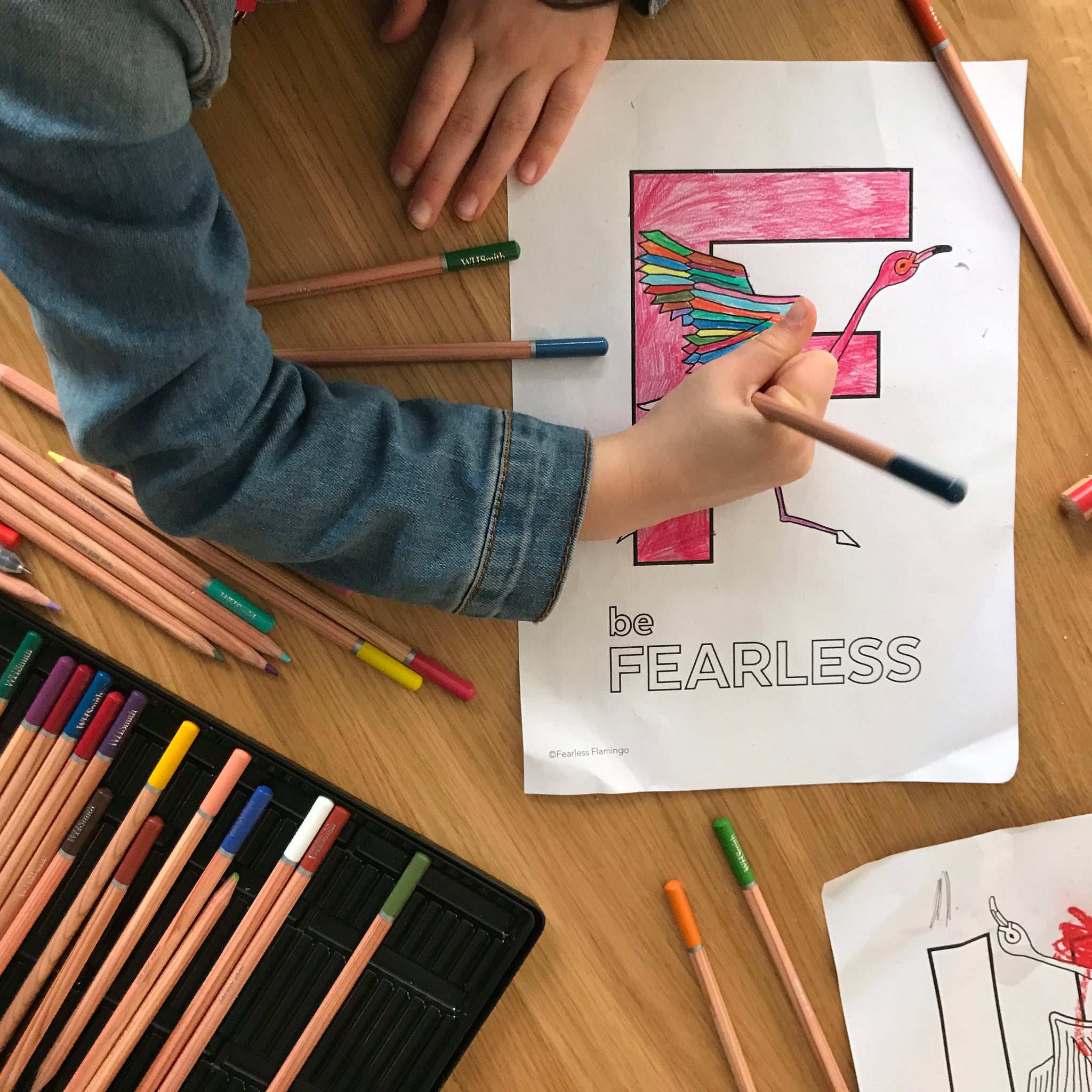 'be Fearless' free colouring in download– Fearless Flamingo