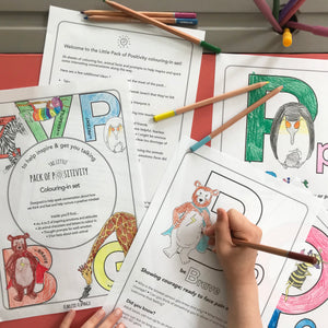 Kid's Positivity Colouring pack - a 26 page downloadable pack with lots of colouring and writing prompts