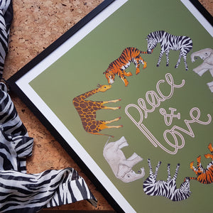Peace and Love safari animal print