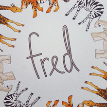 Load image into Gallery viewer, Personalised safari animal name print