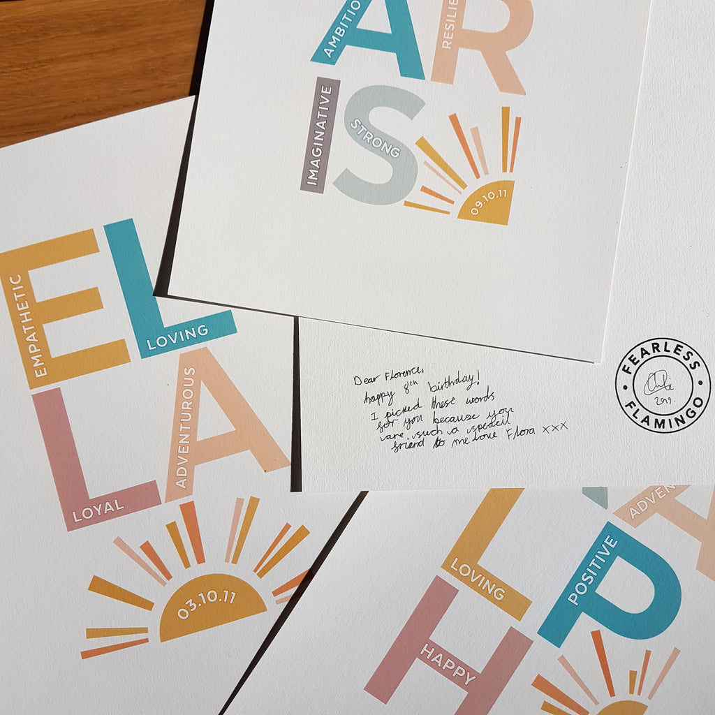 Positive and inspiring personalised name prints
