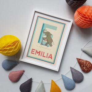 Personalised single letter Emotions print (large name, small emotion)