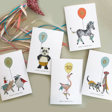 Load image into Gallery viewer, Have A Super Day! Raccoon &amp; Meerkat birthday card (pick your number)