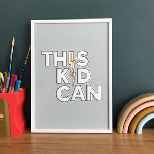 This Kid Can motivational playroom print in blue